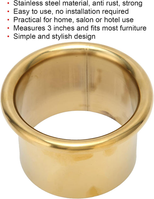 Stainless Steel Hair Dryer Holder Insert, Firm and Rust Proof Stand for Bathroom Hotel Hairdressing Salon (Gold)