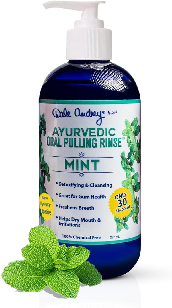 Ayurvedic Nano Hydroxyapatite Oil Pulling Mouthwash for Teeth and Gum | Organic Cinnamon Mint Flavor | 8 oz Teeth