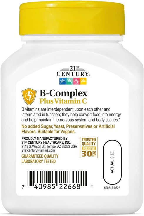21st Century B Complex Plus Vitamin C, 100 Count Tablets