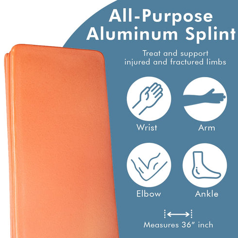 NOVAMEDIC Pack 5 36 inch, of First Aid Padded Universal Aluminum Splints - Brace for Splinting Hands, Legs, Wrist