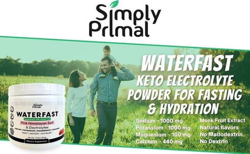 Simply Primal WATERFAST Monk Fruit Keto Electrolyte Powder for Fasting and Hydration- Strawberry Watermelon Flavor |