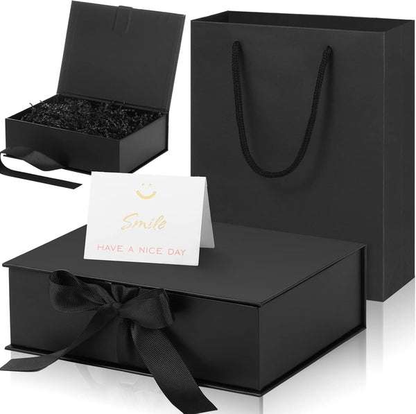 Zonon Back to School Gift Boxes with Lid and Ribbon - 9 x 7 x 3'' Luxury Gift Bags with Greeting Card Tissue Paper for