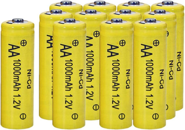 12 Counts 1.2V NI-CD AA 1000mAh Outdoor Solar Rechargeable Batteries for Landscape Lights