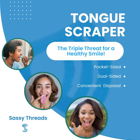 3-in-1 Complete Dental Care Set, Double Thread Floss Picks, Toothpicks, and Tongue Scraper for On-The-Go Oral Hygiene