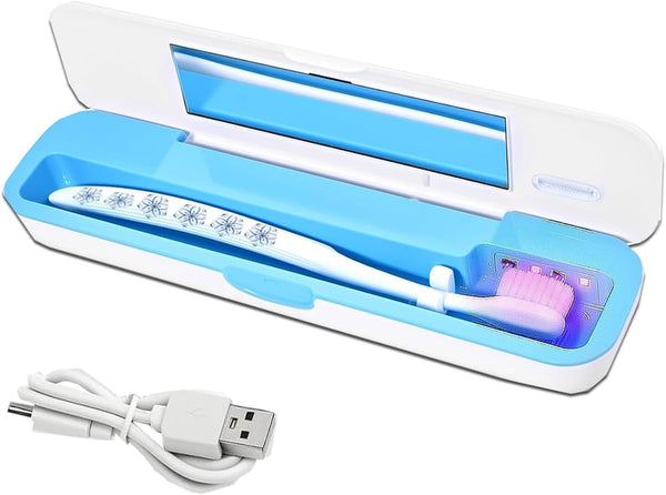 UV-C Toothbrush Case for Travel, Portable Toothbrush Case with Holder, USB-C or