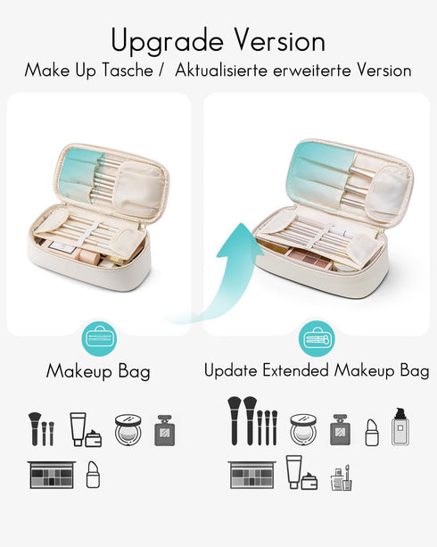 Vlando Travel Makeup Bag, Small Portable Cosmetic Organizer Case for Women, Makeup Brush Pouch (White)