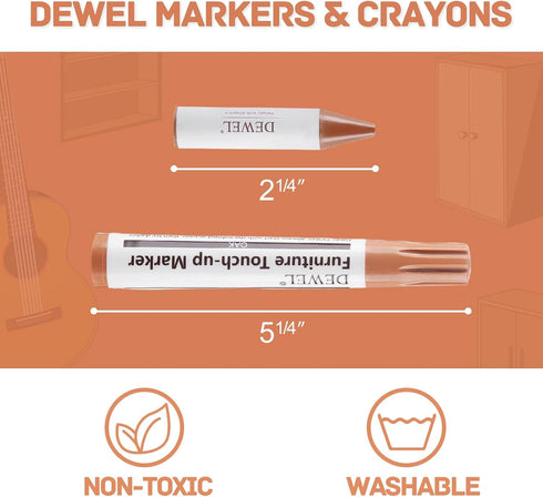 DEWEL 12 Colors Wood Furniture Markers & Filler Sticks Repair Kit - Touch Up Markers for Damaged Wooden Surfaces
