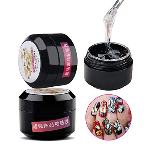 Nail Art Rhinestone Builder Glue, 8ml Soak Off UV Gel for Gem Stones, Jewelry Diamond Beads with Sequins