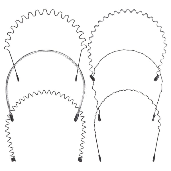 Lurrose 6Pcs Unisex Wavy Headband - Metal Hair Band Elastic Non Slip Sports Fashion Headwear