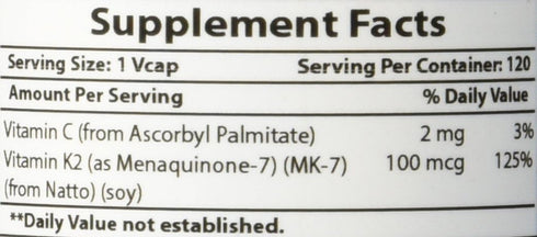 Best Naturals MK-7 Vitamin K2 100 mcg, 120 Vcaps