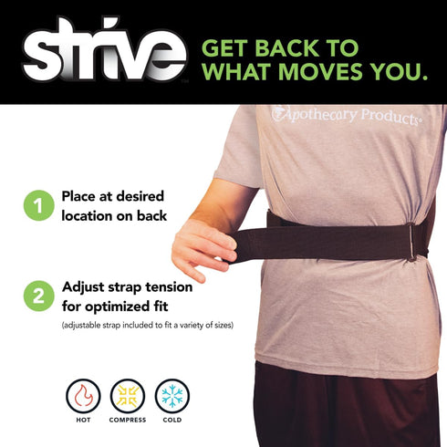 Strive Back Ice Pack Wrap, Hot & Cold Therapy Wrap for Soothing Relief and Support, Adjustable Compression for Comfortable Healing, Perfect for Back Pain and Muscle Recovery, Black