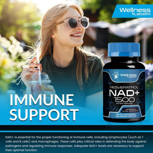 NAD Supplement 1500mg - Liposomal NAD+ with Resveratrol for Cellular Health, Stamina & Healthy Aging, USA Made