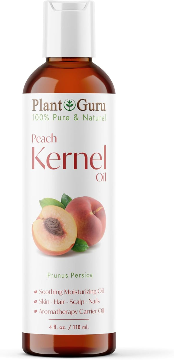 Peach Kernel Oil 4 fl. oz., Cold Pressed 100% Pure & Natural Carrier, Ideal for Skin, Face, Body, and Hair Moisturizer