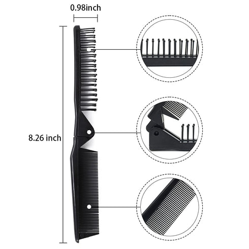 Louise Maelys Portable Travel Folding Hair Brush, Compact Pocket Double Headed Anti-static Comb