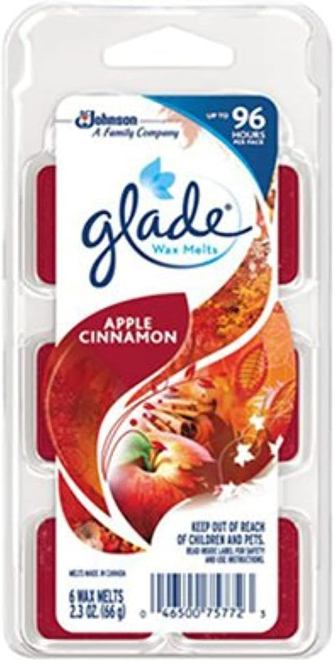 Glade 75772 Wax Melts, Apple Cinnamon Scent, 6 Count, 2.3 oz