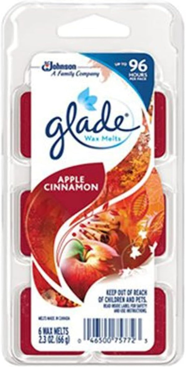 Glade 75772 Wax Melts, Apple Cinnamon Scent, 6 Count, 2.3 oz