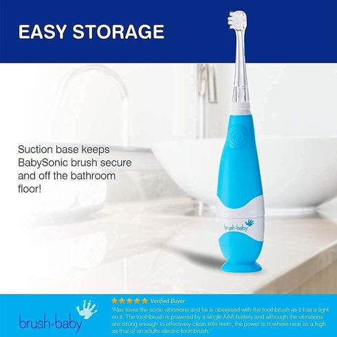 BabySonic Electric Toothbrush for Infant and Toddler Ages 0-3 Years - Safe Brush Heads, Timer, Waterproof