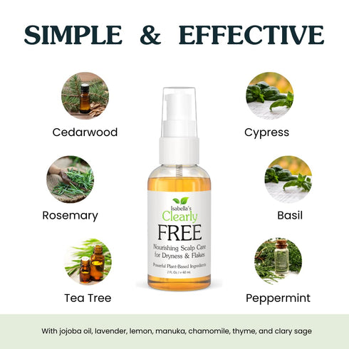 Isabella's Clearly Free Anti Dandruff Oil | Itch Relief for Dry Itchy Scalp, Made in USA