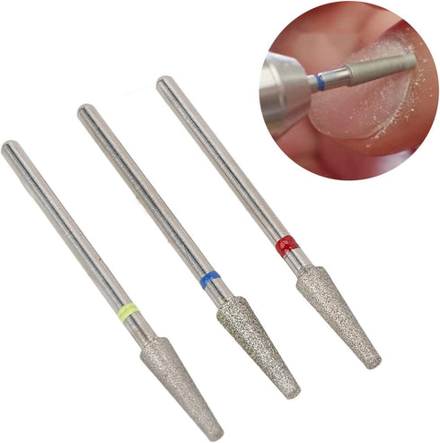 Nail Drill Bits Set - 3pcs 3/32 Inch Electric Manicure Nail File Bits with Storage Box for Home Salon Care