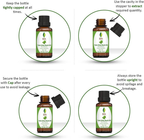 SVA Holy Tulsi Essential Oil – 1/3 Fl Oz – 100% Natural for Diffuser, Hair Care, Skin Care, Aromatherapy, Massage