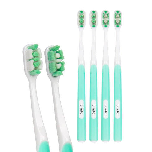 Lindo Ultrafine Toothbrush for Sensitive Gums and Teeth, 12000+ Ultra Fine Bristles, Pack of 4