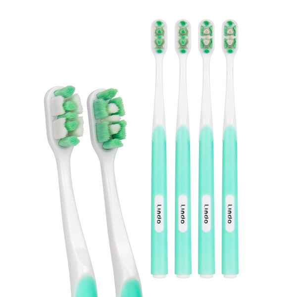 Lindo Ultrafine Toothbrush for Sensitive Gums and Teeth, 12000+ Ultra Fine Bristles, Pack of 4