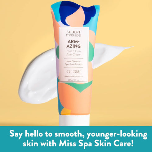 MISS SPA Tone Firm Arm Cream for Women, 3.3 Fl oz, Anti Aging Body Lotion with Horse Chestnut and Tigger Grass
