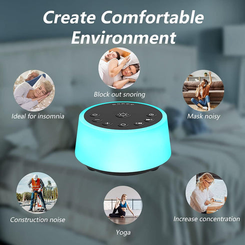 Color Noise Sound Machines with 10 Colors, 25 Soothing Sounds, Sleep White Noise Machine for Adults, Kids