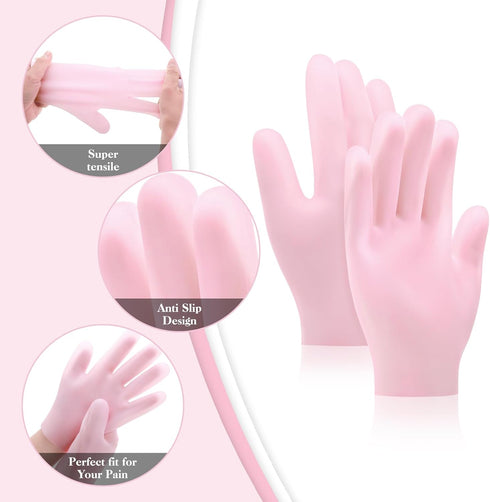 Sibba Silicone Moisturizing Gloves - 2 Pairs Spa Gel Hydrating Gloves for Women's Hand Care, Aloe Lotion Anti-Slip