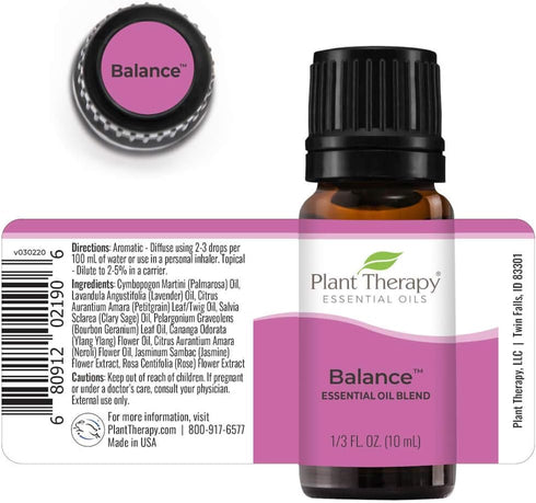 Plant Therapy Balance Essential Oil Blend, 10 mL (1/3 oz), 100% Pure, Undiluted, Therapeutic Grade