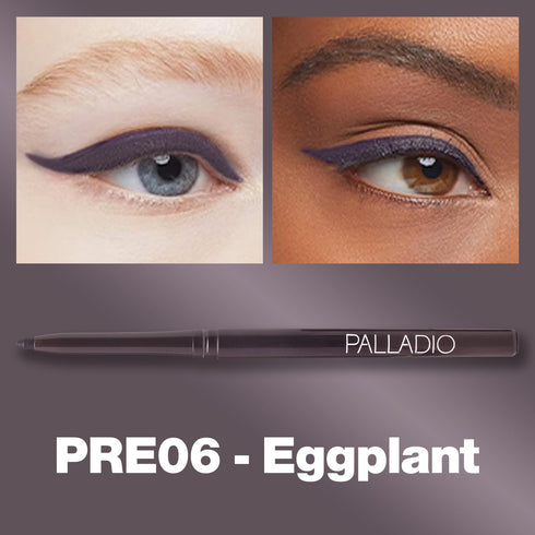 Palladio Retractable Waterproof Eyeliner, Eggplant - Creamy, Smudge Proof, Long Lasting