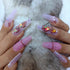 Pink Press On Nails - Luxury Fake Nails with Powder Sequins Art, Acrylic False Tips for Women and Girls