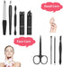 Professional Manicure Pedicure Set, 9 in 1 Stainless Steel Nail Clipper Tools with Portable Packaging Case