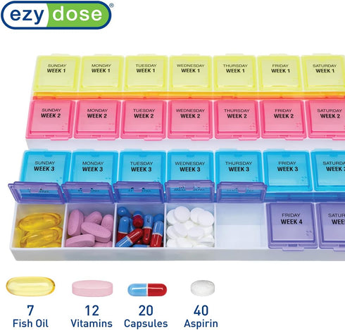 EZY DOSE Monthly Medtime Pill Planner, 28-Day Organizer
