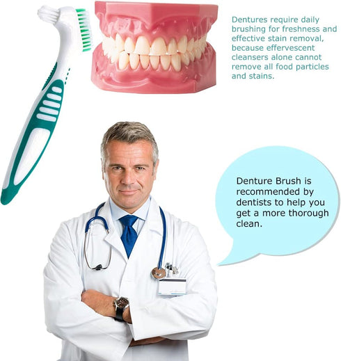 Premium Hygiene Denture Cleaning Brush Set - Multi-Layered Bristles & Ergonomic Handle for Denture Care (Purple & Green)