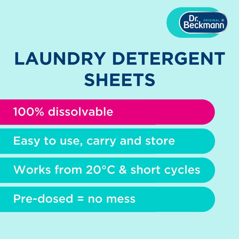 Dr. Beckmann MAGIC LEAVES Laundry Detergent Sheets, NON-BIO, 25 Sheets