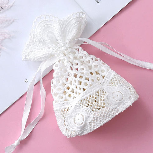 Teensery 3 4" 5.5" Pcs Cotton Drawstring Gift Bags Embroidery Lace Floral Pouches for Christmas Wedding Birthday