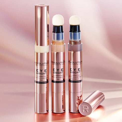 Makeup Revolution Eye Bright Concealer, 3ml, Buildable Coverage, Dewy Finish, Caramel