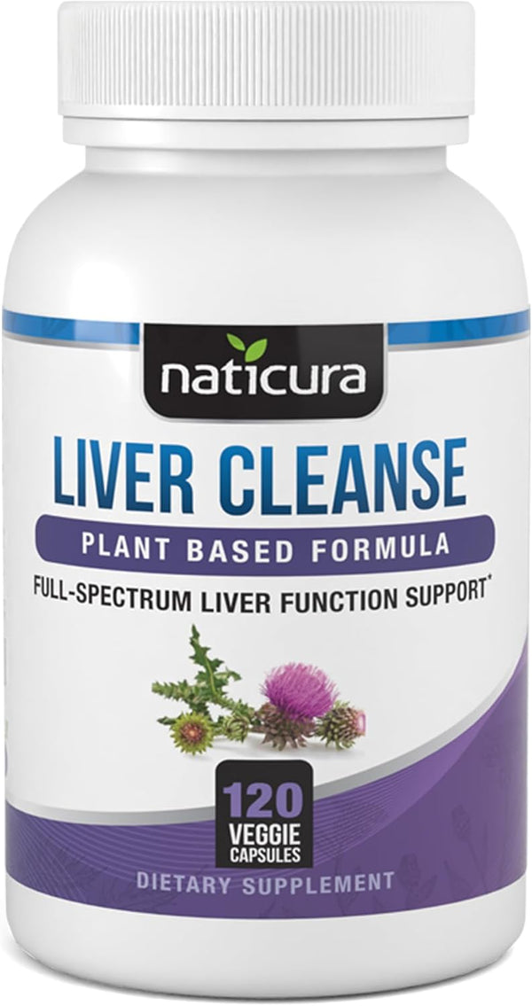 Liver Cleanse Plant-Based Formula - Vegan Supplement with Milk Thistle, Vitamin C, Zinc - 120 Capsules, No Fillers or