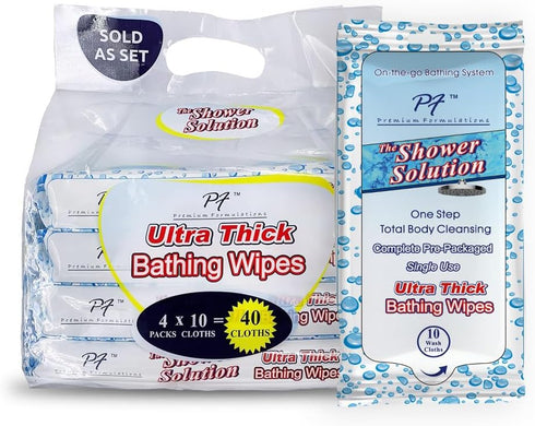 Premium Formulations (40 (4 Pack)) Shower Solutions - Adult Bathing Wipes, Extra Large and Extra Thick wipes