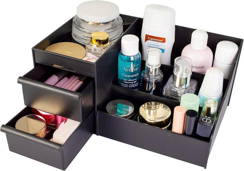 Makeup Desk Organizer with Drawers, Countertop Holder for Cosmetics, Gothic Decor for Lipstick, Brushes, Jewelry