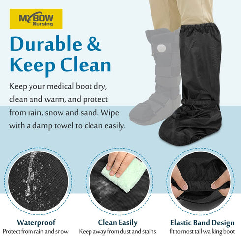 Mybow Walking Boot Cover, Tall Medical Boot for Broken Foot Injuries, Outdoor Cast Protector, Surgical Recovery