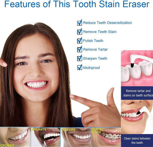Tooth Stain Remover, Dental Plaque Tool, Professional Teeth Whitening Polishing Cleaning Kit