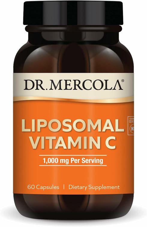 Dr. Mercola Liposomal Vitamin C, 1,000 mg for Brain, Heart, Eye & Immune Support - 60 Capsules