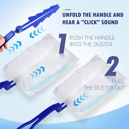30 Count Duster Refills Compatible with Swiffer Dusters 180, Heavy Duty Multi-Surface Duster Replacement with Handle