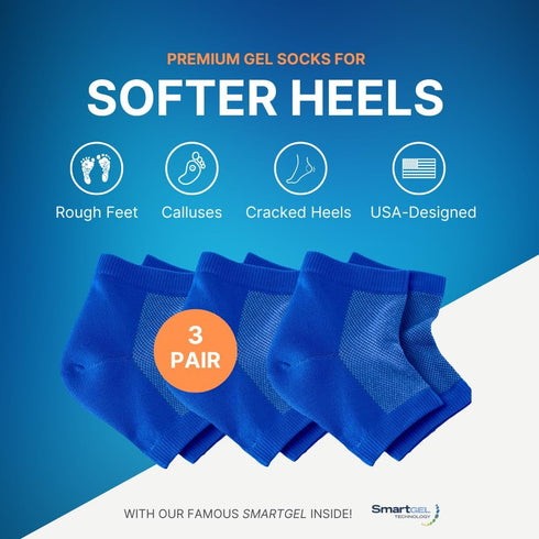 NatraCure Vented Gel Heel Sleeves, Royal Blue, 3 Pairs, Regular Size (608-M-RB CAT3PK)