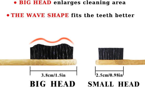 Super Hard Toothbrush Bamboo Toothbrush with Large Brush Head, Manual Hard Bristles Pack of 4