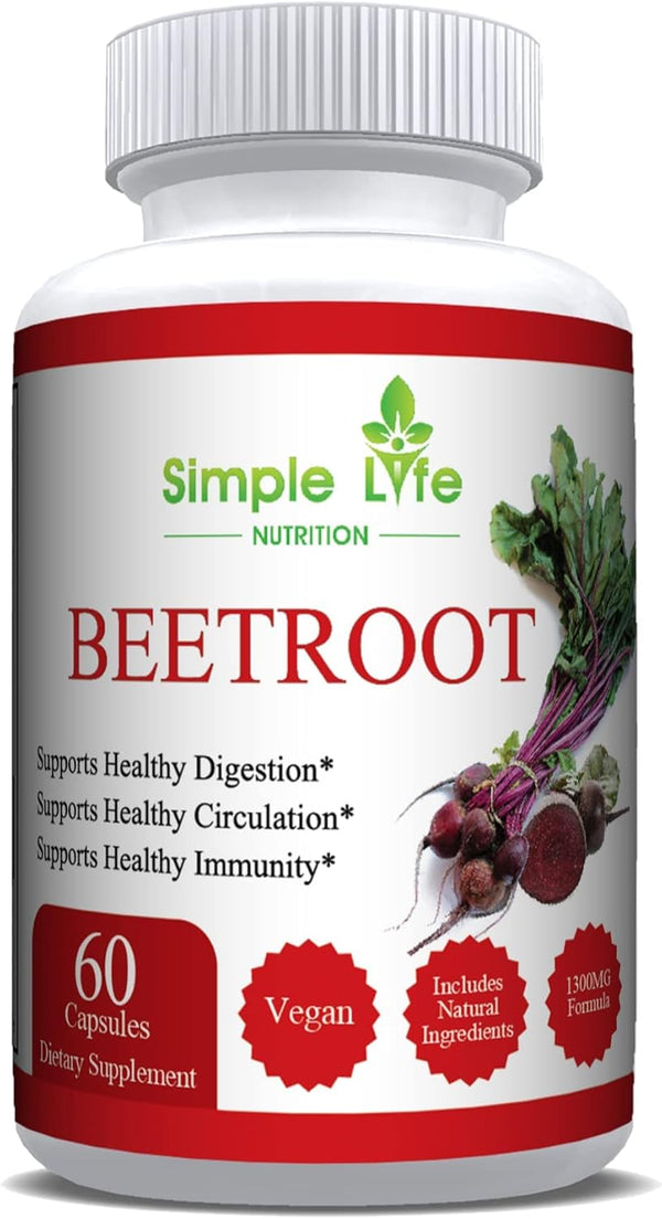 Organic Beet Root Powder Capsules - Nitric Oxide Booster for Men & Women - Organic Non-GMO Gluten Free Vegan Beets -