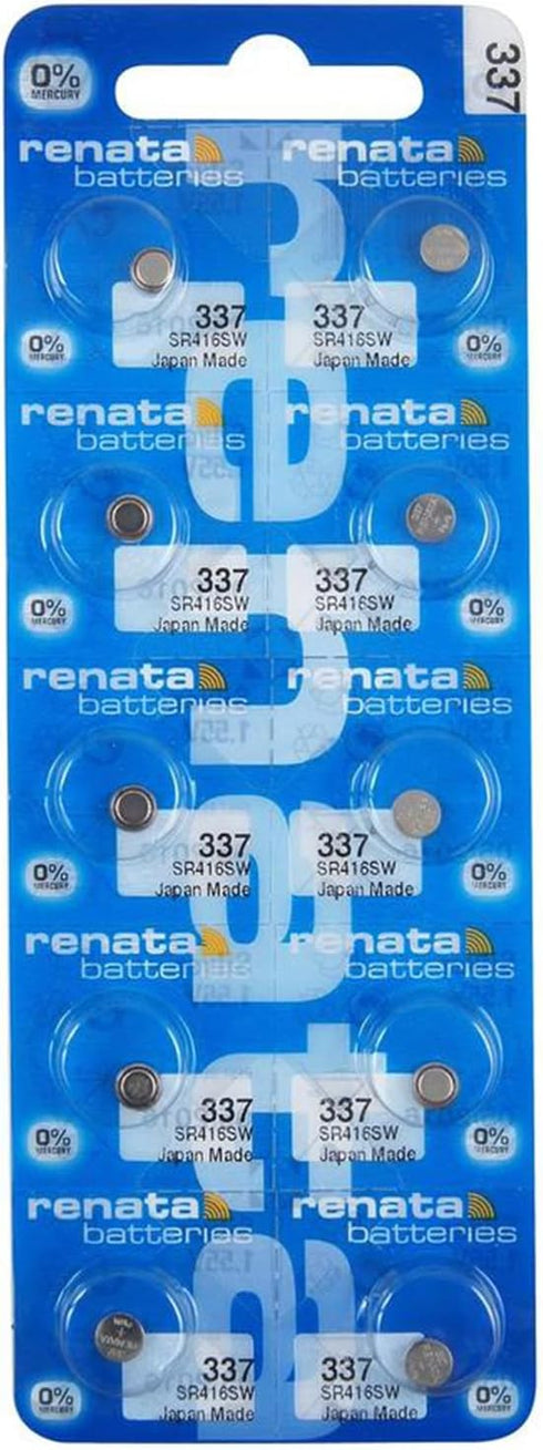 Renata 337 SR416SW Silver Oxide Batteries, 1.55V, 10 Count