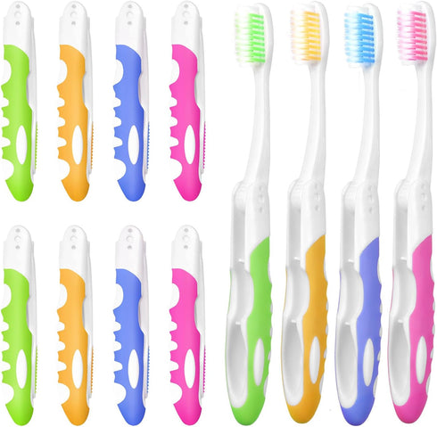 EasyHonor Travel Toothbrush Bulk, Folding Toothbrush with Medium Soft Bristles, for Hiking, Camping, Traveling, School
